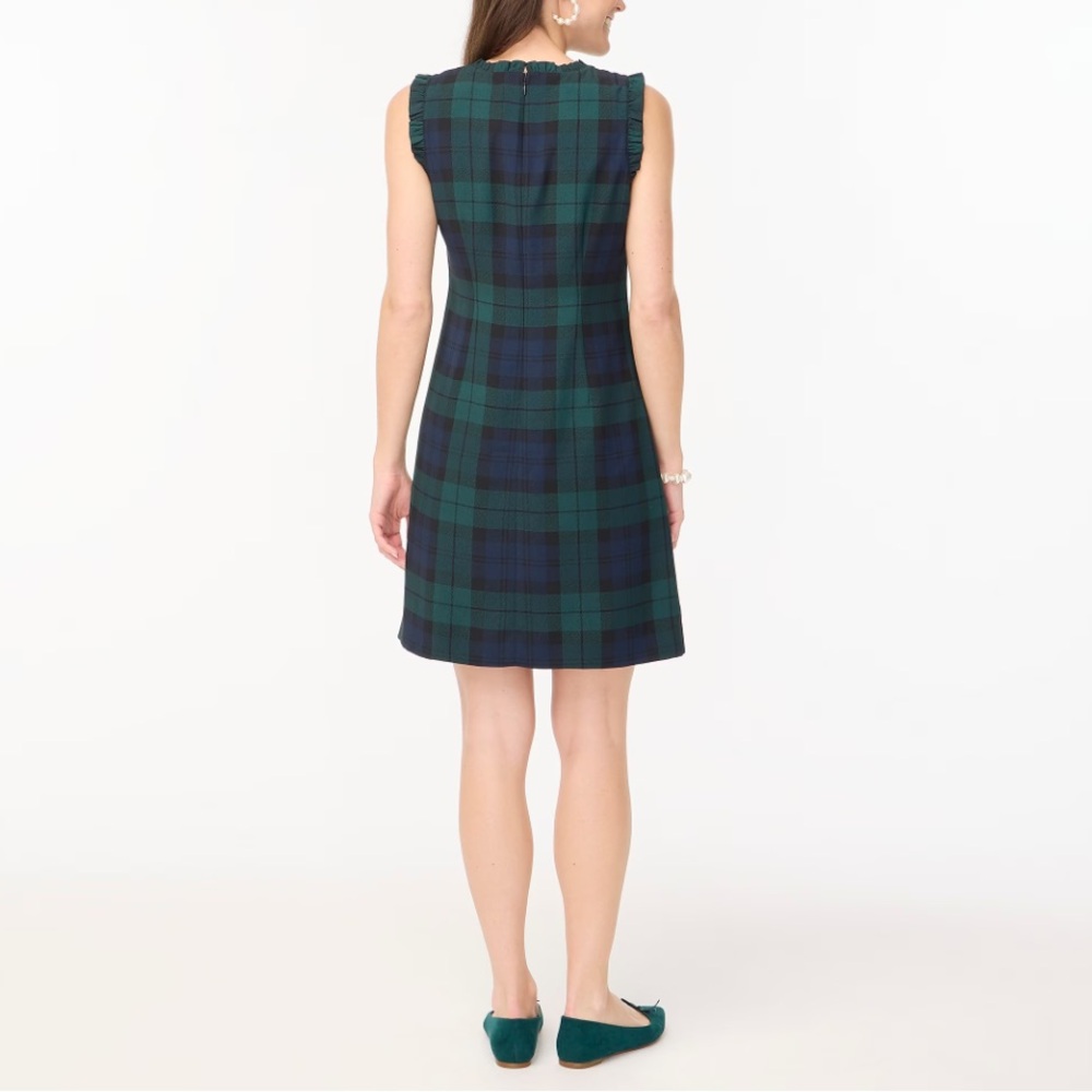🛑SOLD🛑 J.Crew Factory Plaid Shift Dress – Green/Navy Tartan, Size 2 - Picture 2 of 4
